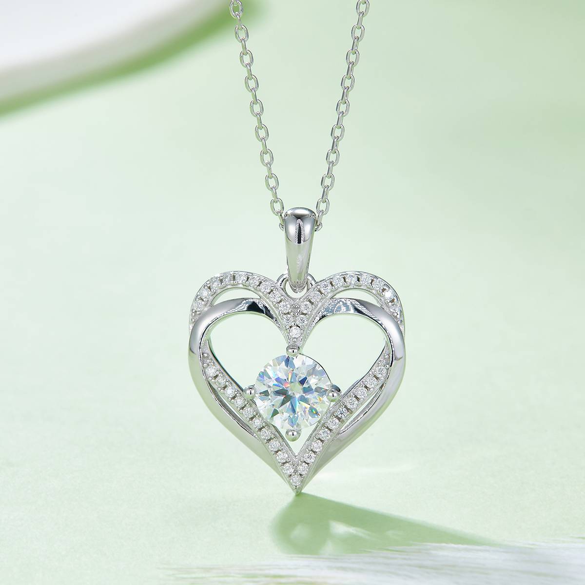Circular Love Pendant S925 Silver Moissanite Grade D 1.2CT